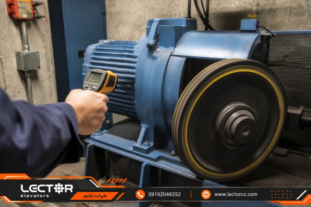 داغ کردن موتور آسانسور و اندازه‌گیری دما