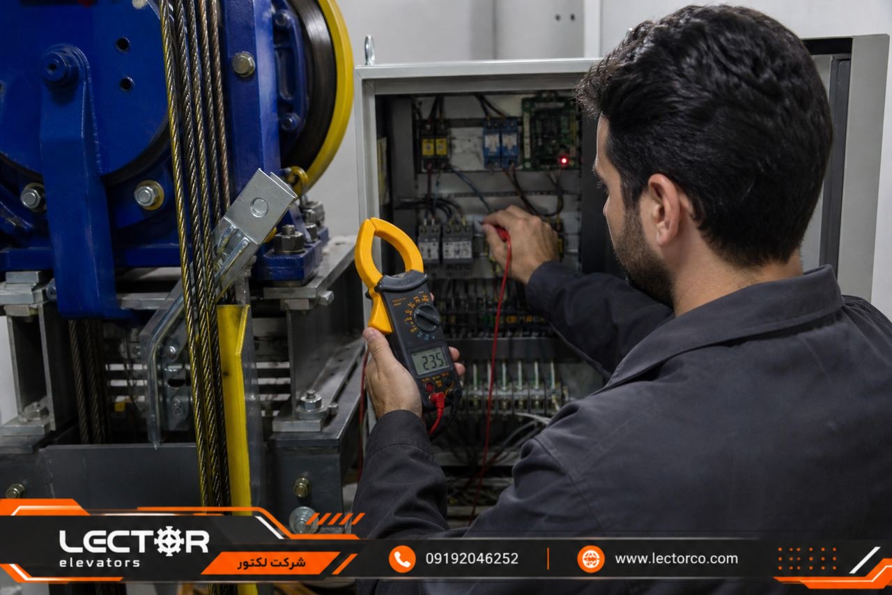 اندازه‌گیری جریان موتور آسانسور با کلمپ‌متر