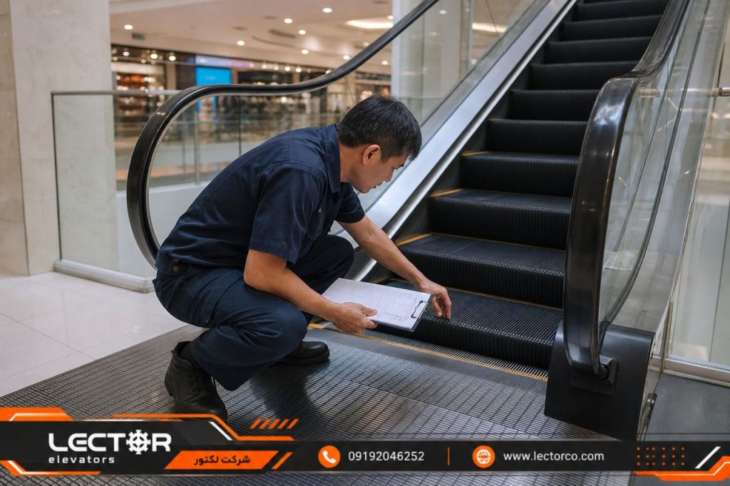سرویس دوره‌ای پله برقی در مرکز تجاری