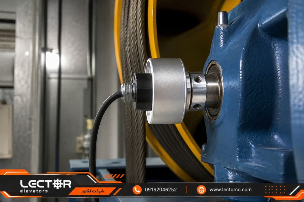 انکودر روی شفت موتور آسانسور