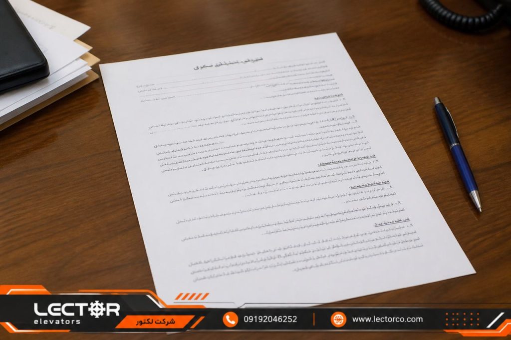 نمونه قرارداد سرویس آسانسور روی میز