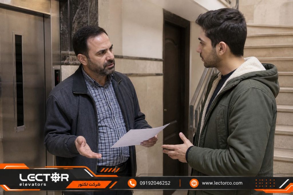 بحث مالک و مستاجر درباره هزینه تعمیر آسانسور